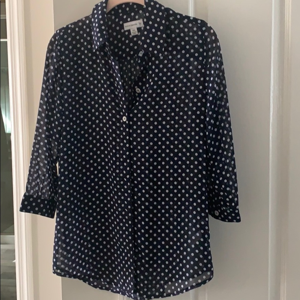3/4 sheer navy blouse